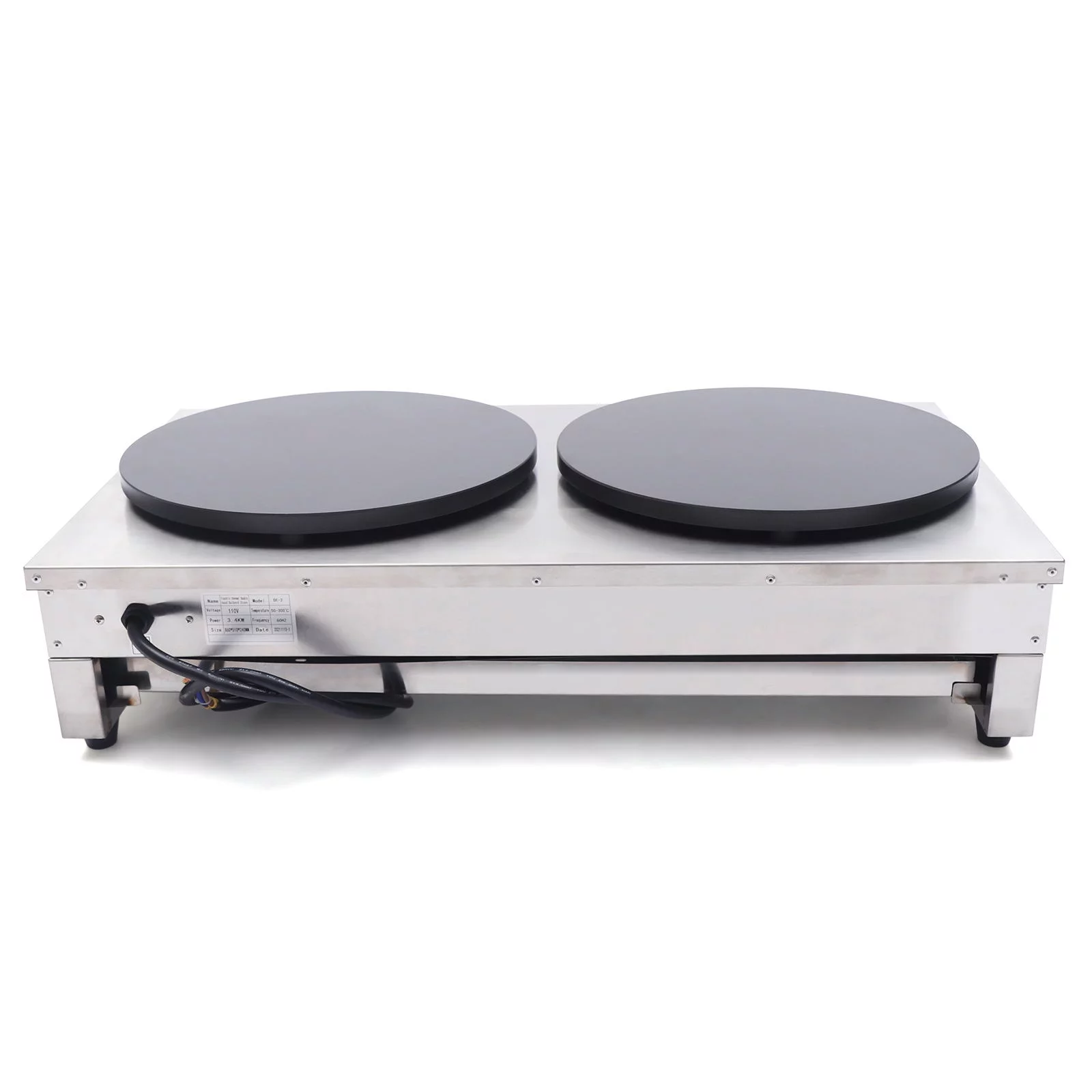 Wuzstar 16'' Commercial Crepe Maker,Electric Double Burner Pancake Baking Machine Adjustable Temperature 50-300℃(122-572℉)