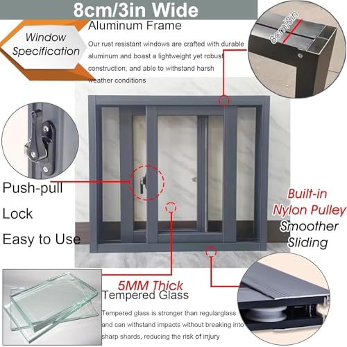 Basement Replacement Window, Bathroom Venting Horizontal Sliding Window, Mobile Home Window