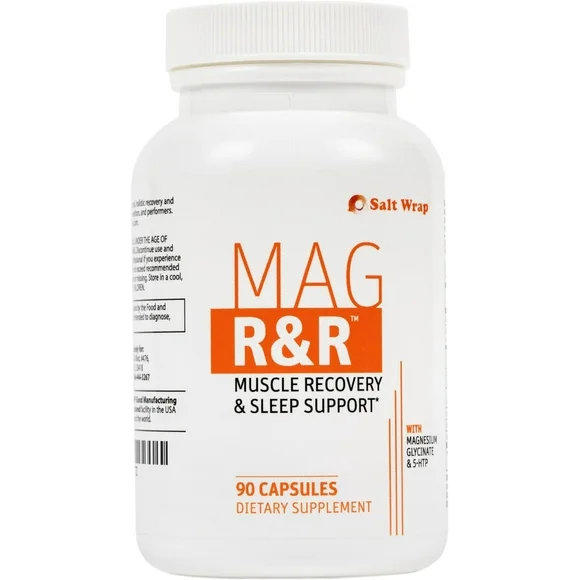 SaltWrap Mag R&R Natural Muscle Relaxation Supplement for Night Leg Cramps, with Magnesium Glycinate - Natural Remedy for Muscle Cramp Relief, Spasms