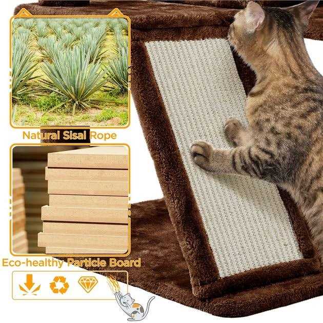 Yaheetech 57-in Plush Cat Tree &amp; Condo - Pet Supplies online store