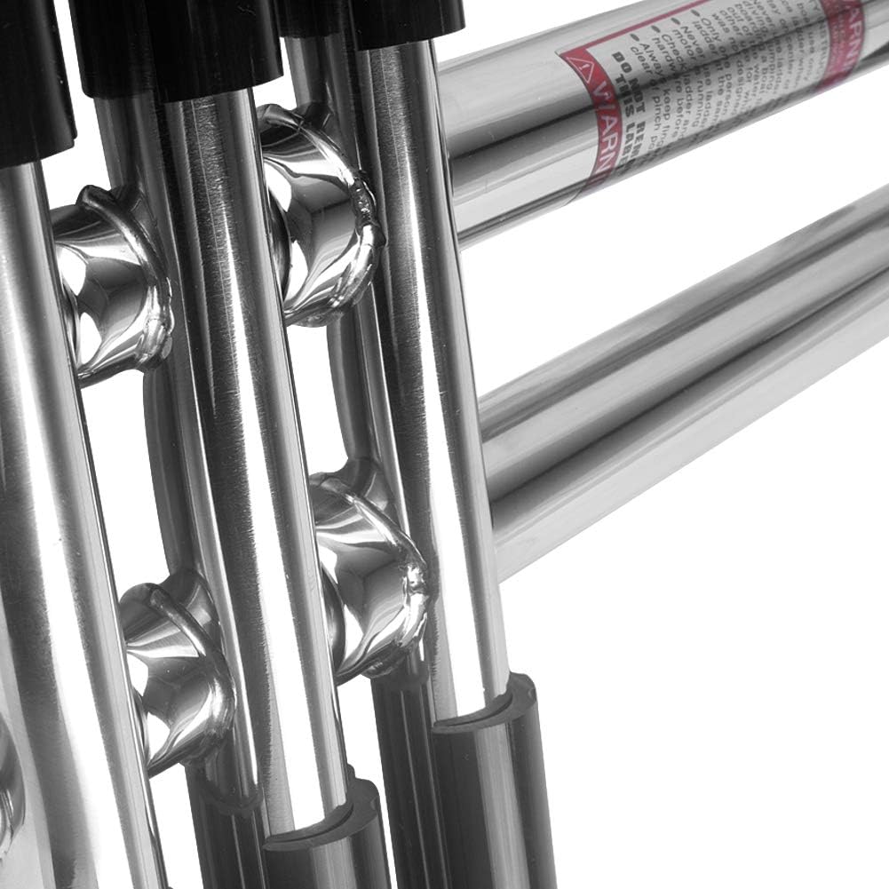 Boat Diver Ladder 4 Step Stainless Steel Marine Dual Vertical Telescoping Tube Ladder
