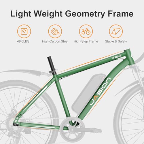 Jasion EB5 Electric Bike for Adults with Peak 500W Brushless Motor, 40Miles 20MPH Commuting Electric Mountain Bike with 360Wh Removable Battery