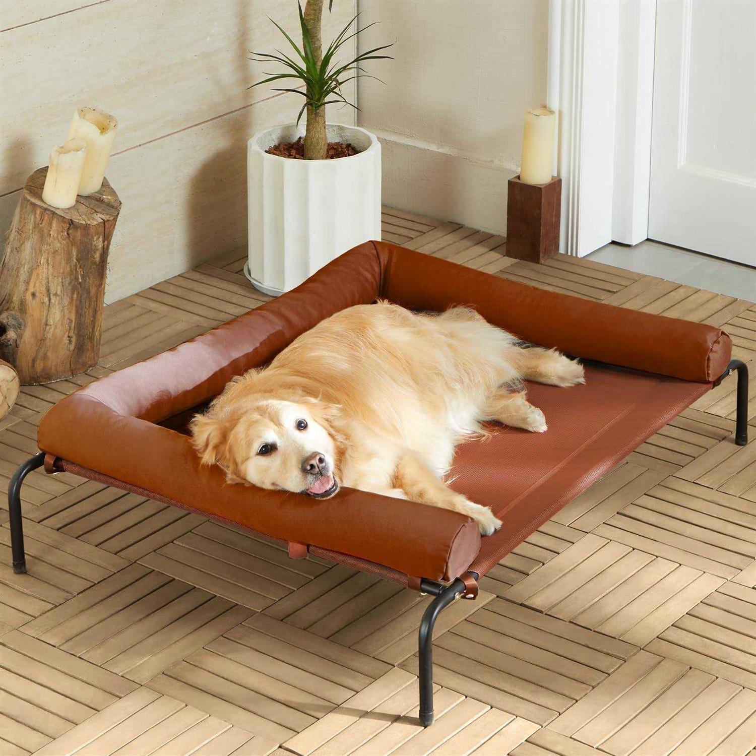 RRPETHOME Large Elevated Cooling Dog Bed,Raised Dog Cots Beds for Large Dogs,Outdoor Dog Bed for Large Dogs,Chew Proof Portable Cooling Pet Cot