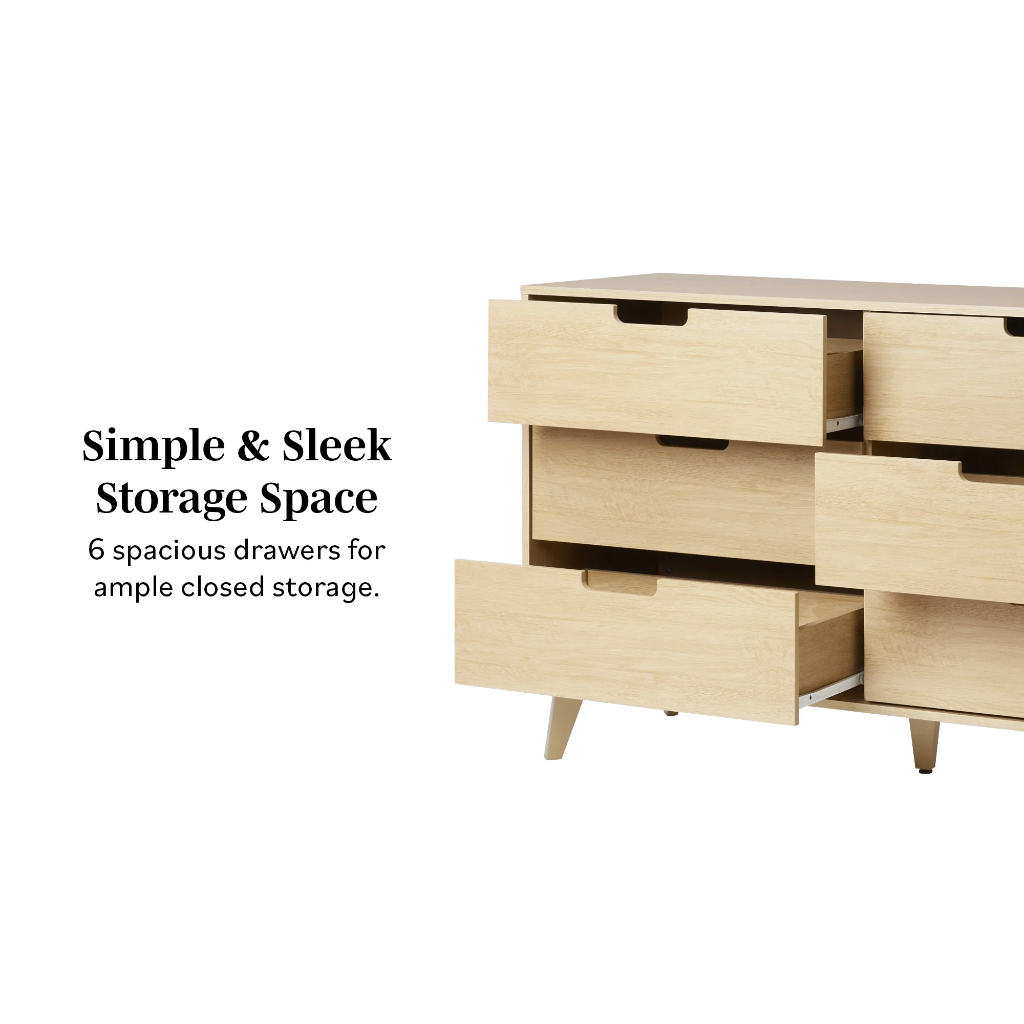 Walker Edison Modern 6-Drawer Dresser with Cut-Out Handles, Riviera
