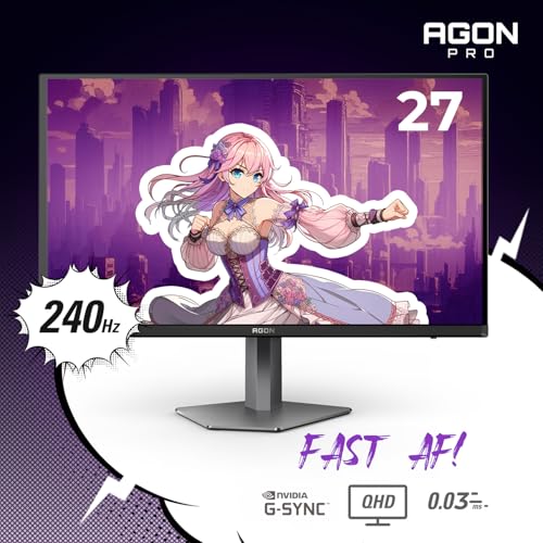 AOC C27G2Z 27" Curved Frameless Ultra-Fast Gaming Monitor, FHD 1080p, 0.5ms 240Hz, FreeSync, 2x HDMI 2.0, 1x Display Port, Height Adjustable