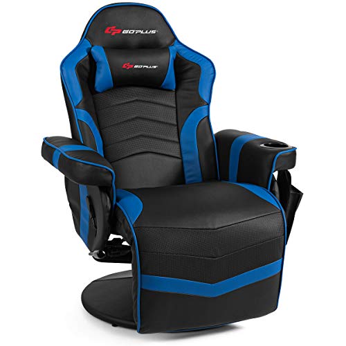 Goplus Massage Gaming Chair, Racing Style Gaming Recliner w/Adjustable Backrest and Footrest