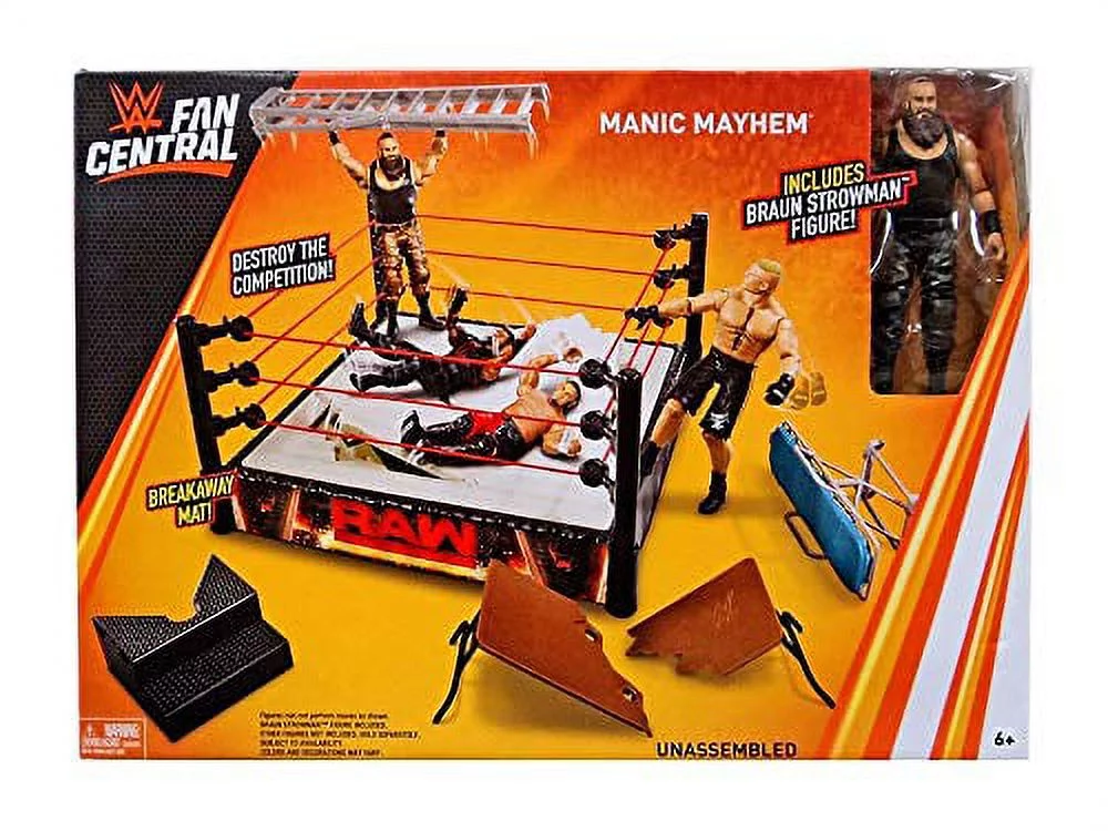 WWE Wrestling Fan Central Manic Mayhem Ring Playset (Includes Braun Strowman)