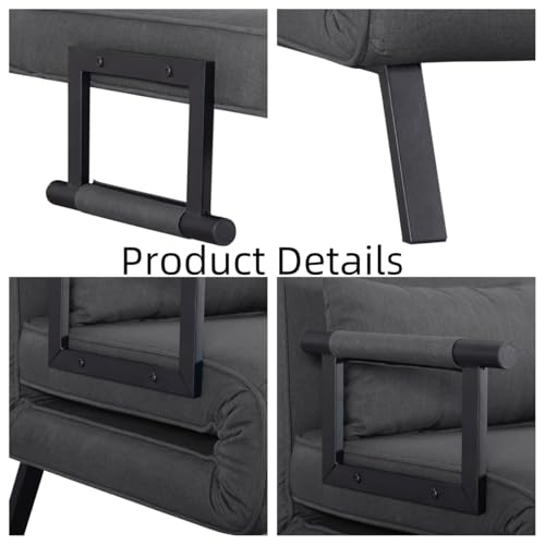 3 in 1 Sleeper Sofa Bed, Futon Sofa Bed for Living Room with Side Pocket, Black Sleepers Sofa Couch with Pullout Bed
