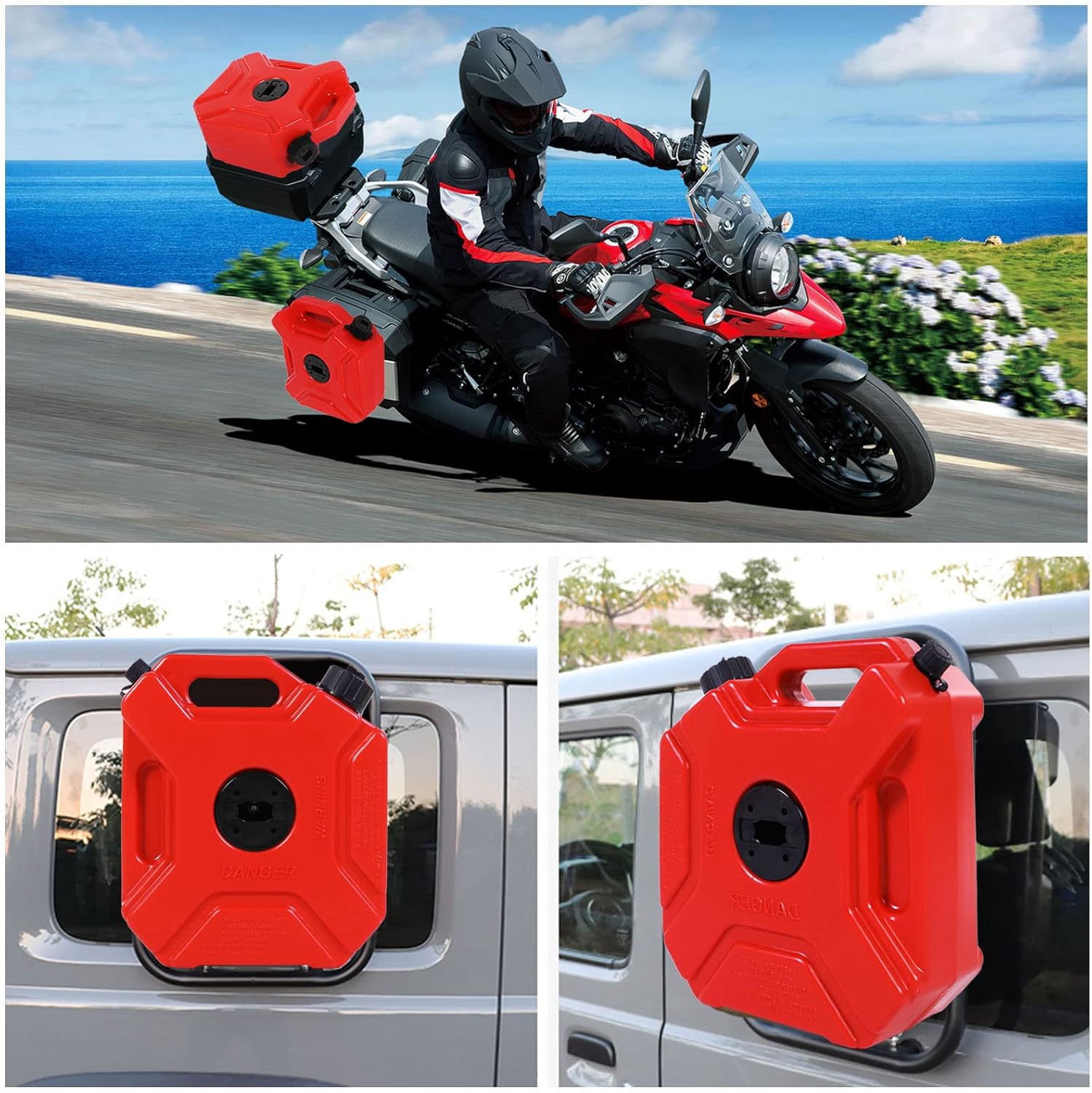Rxicdeo Gas Can 5L/1.3 Gallon Poly Gas Can Gallon Container Red Pack of 2
