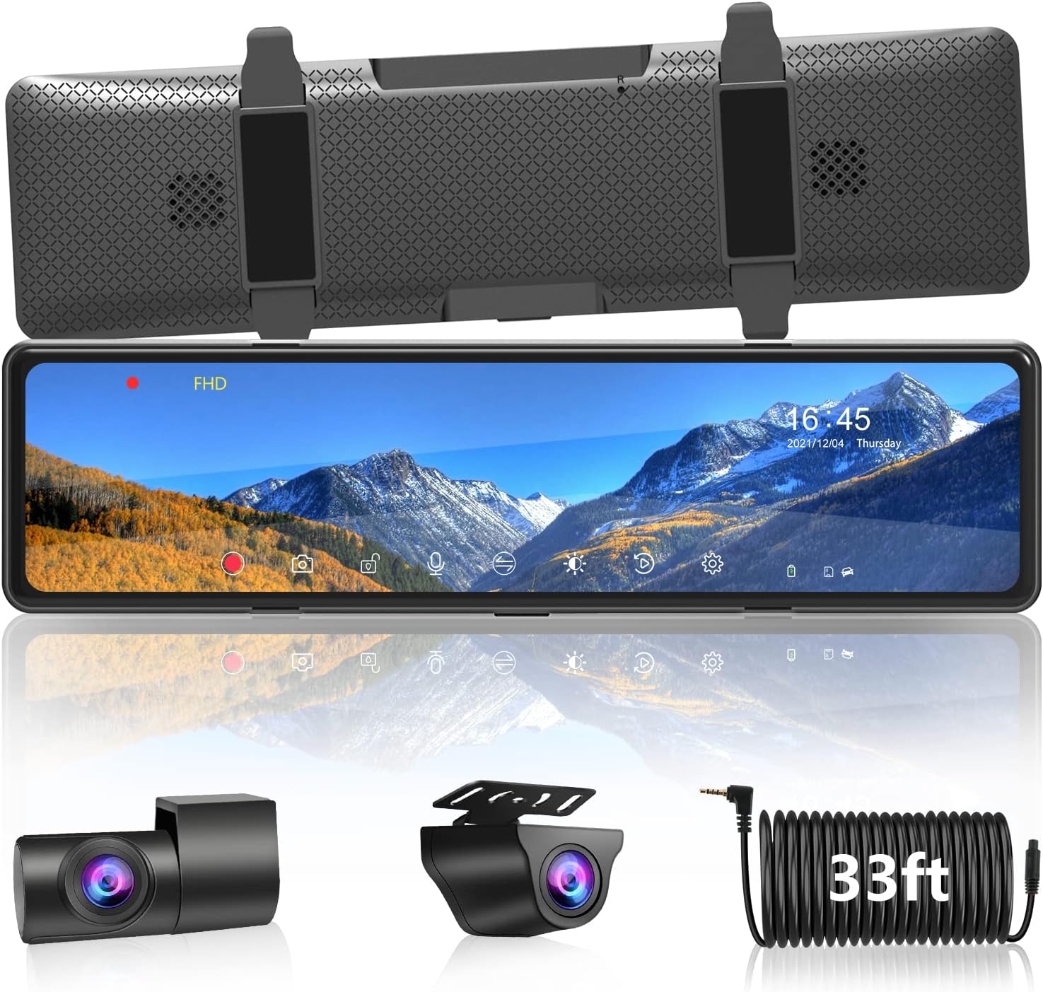 【Newest Detached】 Mirror Dash Cam with Detached Front Camera 11" Rear View Mirror Camera Front and Rear FHD 1080P Waterproof Backup Camera Full Touch