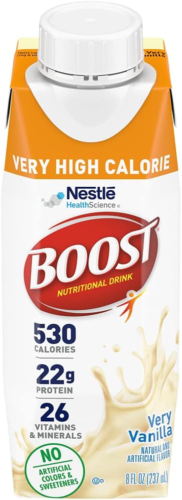 Boost Very High Calorie Complete Nutritional Drink, Very Vanilla, 8 Fl Oz (Pack of 24) Pack of 2