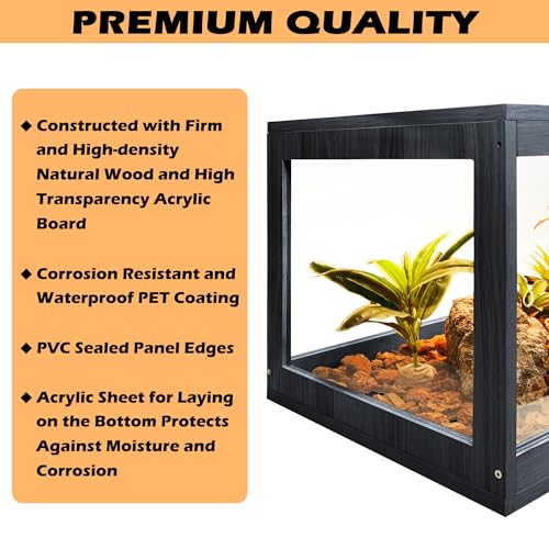 Reptile Terrarium Up to 81 Gallon, Reptile Habitat, Bearded Dragon Tank with Metal Mesh Roof, Suitable for All Types of Reptile, Lizard