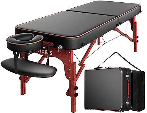 CLORIS 84" Professional Massage Table Portable 2 Folding Lightweight Facial Solon Spa Tattoo Bed Height Adjustable with Carrying Bag & Aluminium Leg