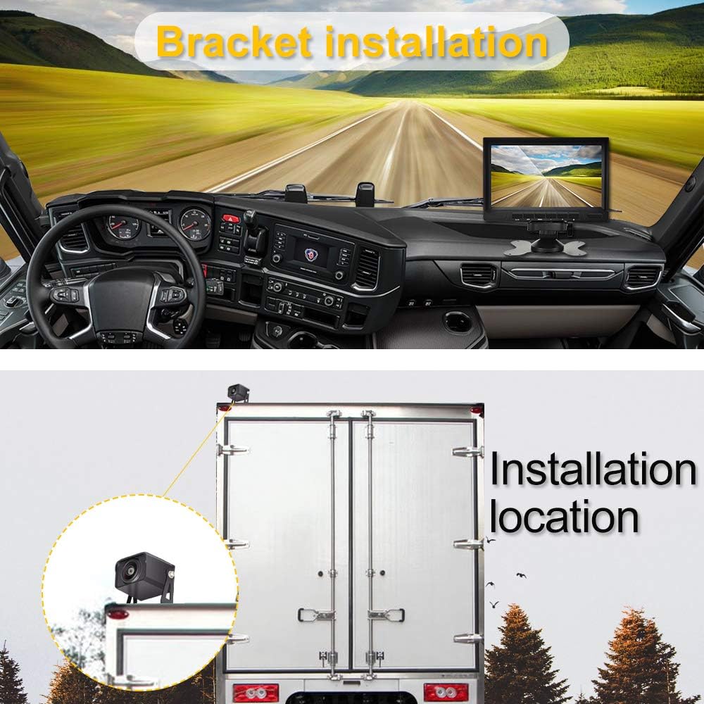 HD 1080P RV Backup Camera with 7 Inch DVR Split Screen Monitor for RVs,Trucks,Trailers, Rear and Front View Cameras, Color IR Night Vision