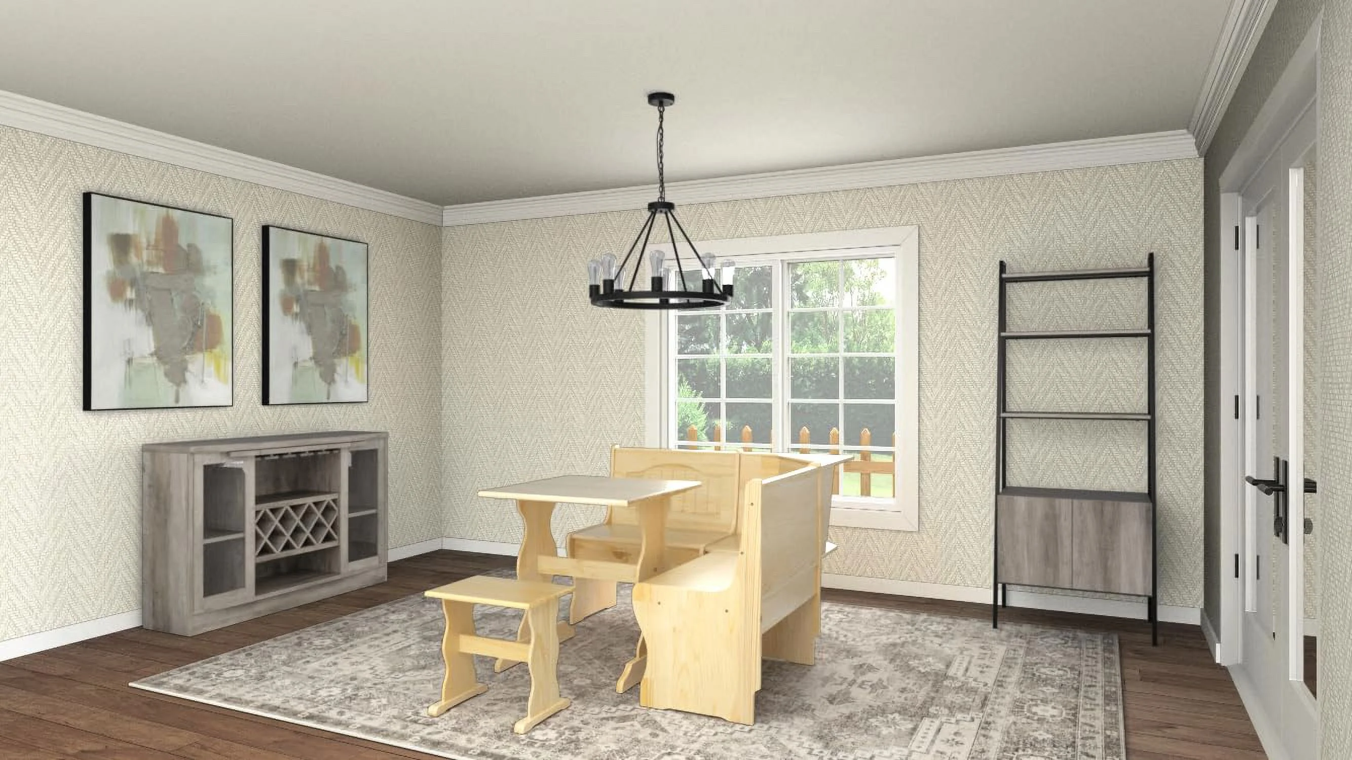 Traditional 3 Piece Solid Wood Breakfast Nook Dining Table Set With Side Bench, Hidden Storage Nook Table Set For Small Space