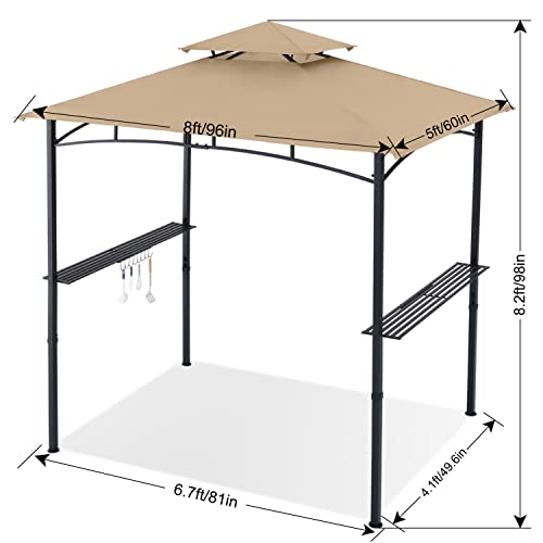 ABCCANOPY 8x5 Grill Gazebo - Outdoor BBQ Canopy Shelter with Led Light for Patio Backyard Grilling (Dark Gray)