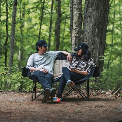 REALEAD Heated Double Camping Chair, 3 Heat Levels and 4 Heating Zones, Portable Heated Loveseat Chair for Outdoor Sports Support 650lbs