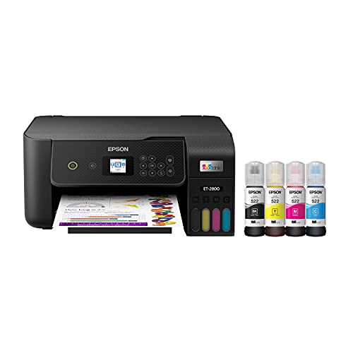 Epson EcoTank ET-2800 Wireless Color All-in-One Cartridge-Free Supertank Printer with Scan and Copy â€“ The Ideal Basic Home Printer - White, Medium