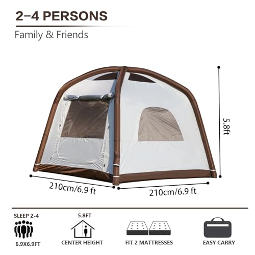 Inflatable Camping Tent, 2/4/6/8 Person Glamping Inflatable Tents for Camping