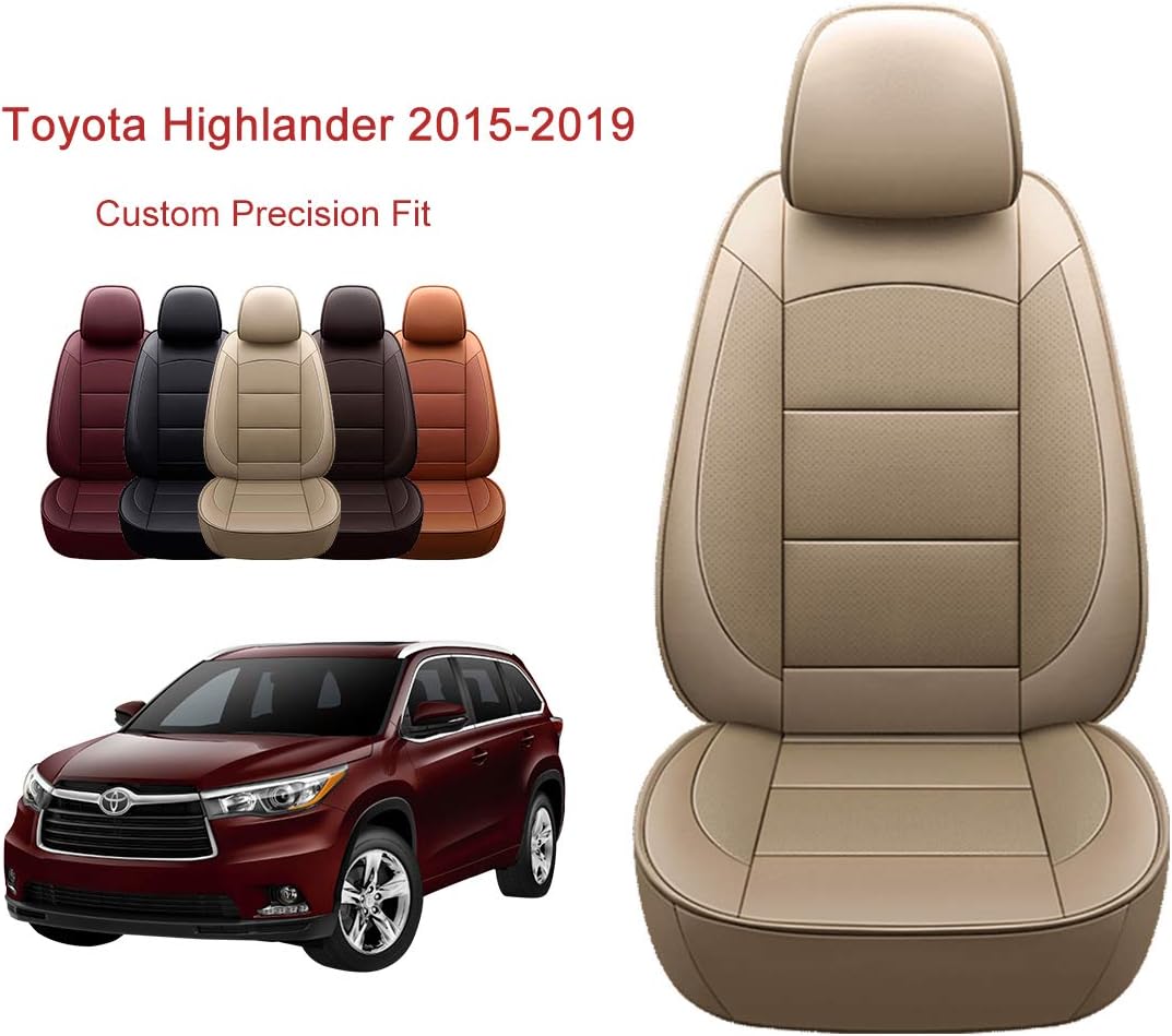 OASIS AUTO 2014-2019 Highlander Custom Fit PU Leather Seat Cover Compatible with 2014 2015 2016 2017 2018 2019 Highlander (40/60 Bench 2nd Row, Black)
