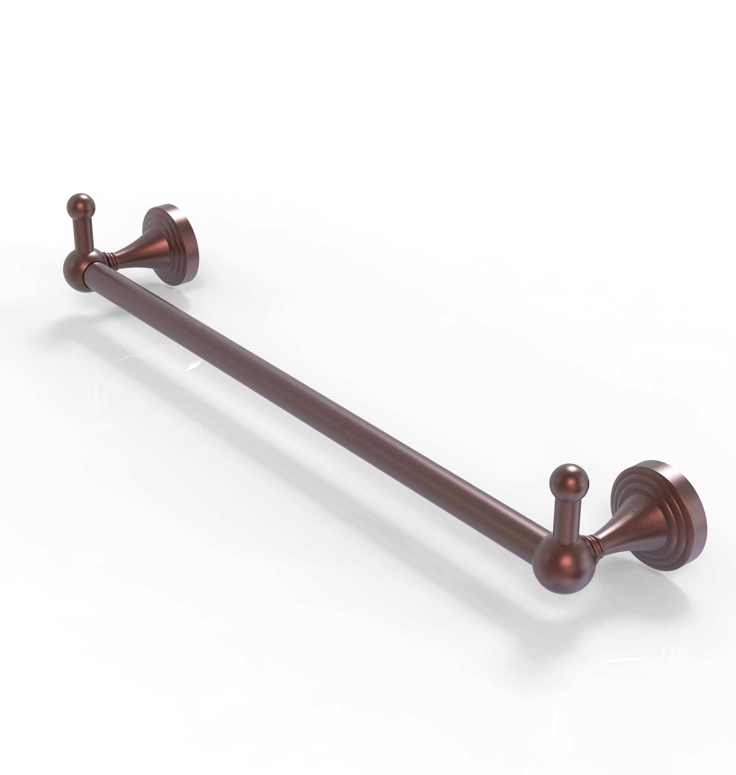 Sag Harbor Collection Towel Bar with Integrated Hooks - Antique Copper / 24 Inch