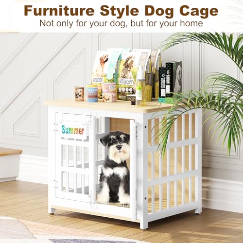 EasyCom 48"/42"/33" Dog Crate Furniture with Name Tag, Heavy Duty Dog Kennel Indoor for Large Dogs