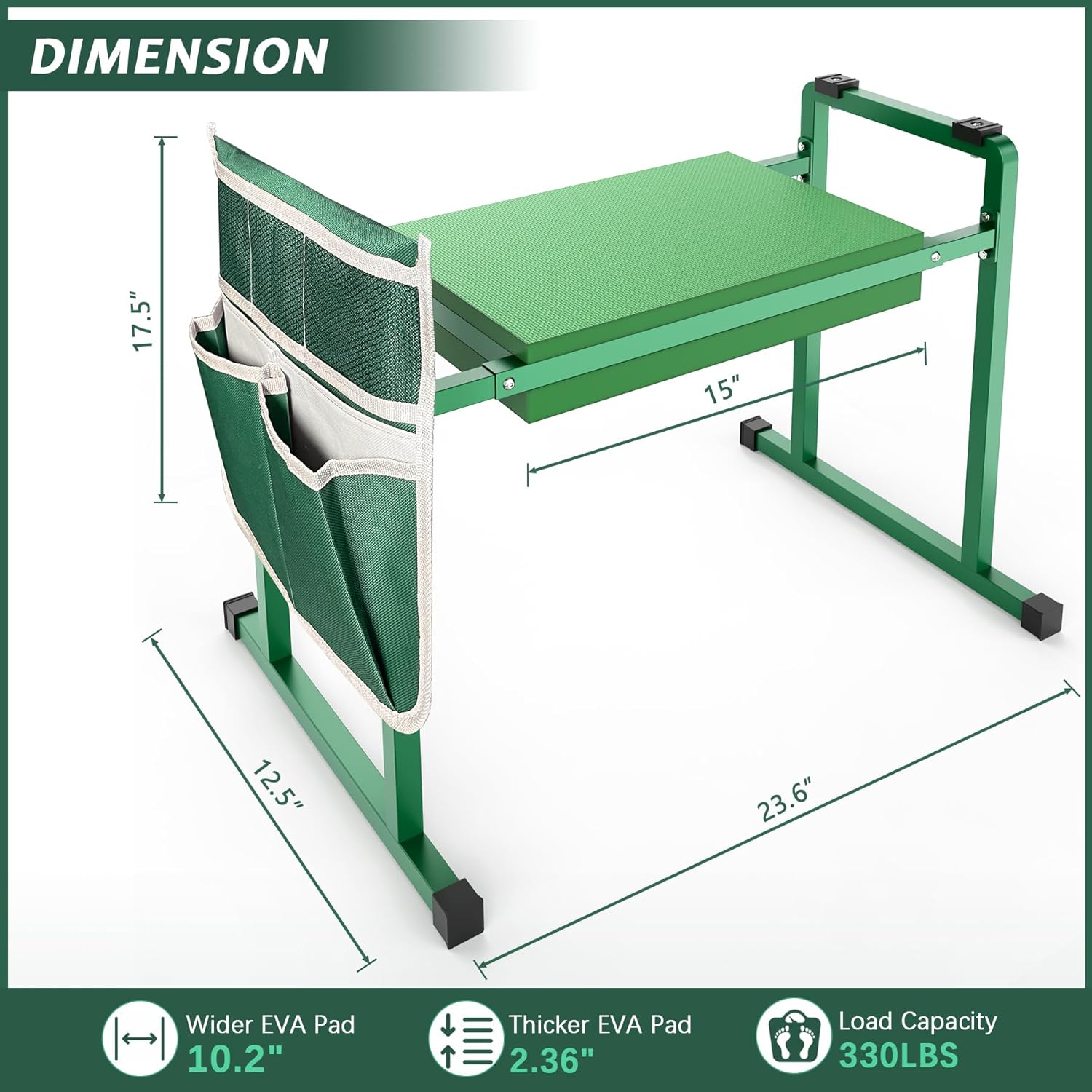 10.2" Wider Garden Kneeler and Seat, Stable and Save Anti-Tipping Garden Kneelers Seat with Handle, Heavy Duty Gardening Stool for Seniors