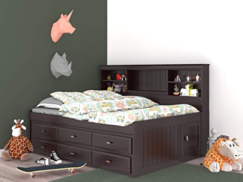 Discovery World Furniture Bookcase Daybed with 6 Drawers, Full, Espresso