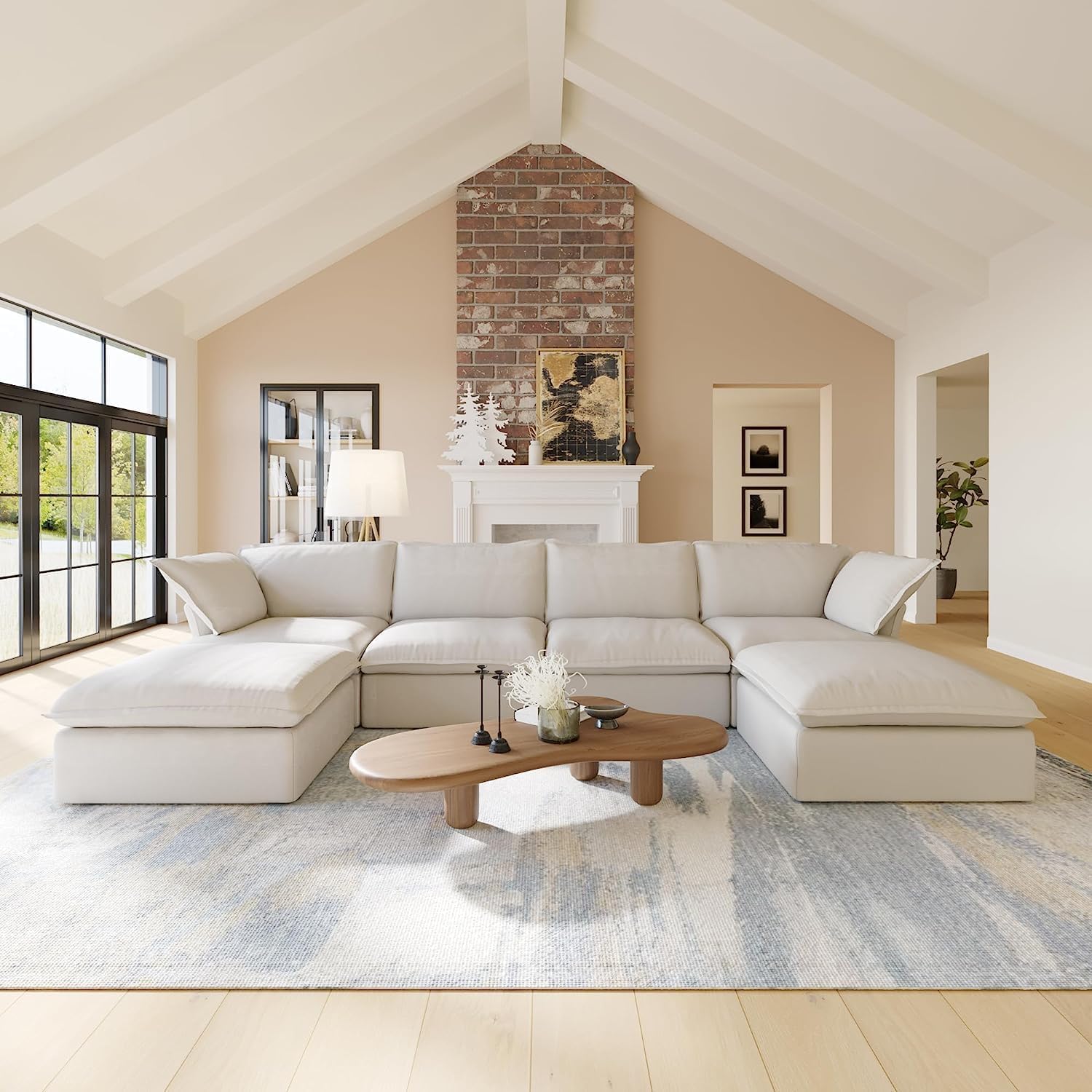 JACH U Shape Couch Sectional for Living Room, Convertible Sectional Sofa, Modern Deep Seat Cloud Couch