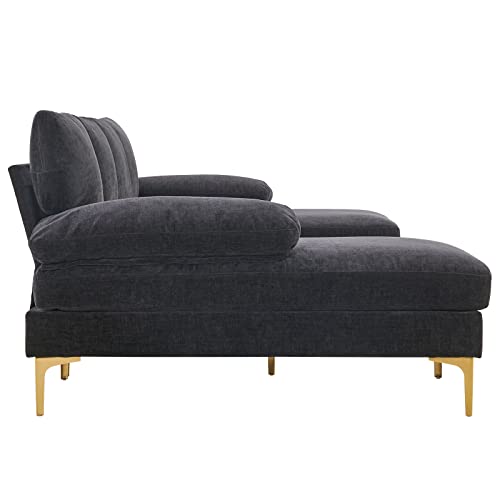 Karl home Convertible Sectional Sofa 110" U-Shape Sofa Couch 4-Seat Couch with Chaise ChenilleFabric Upholstered for Living Room, Apartment, Office