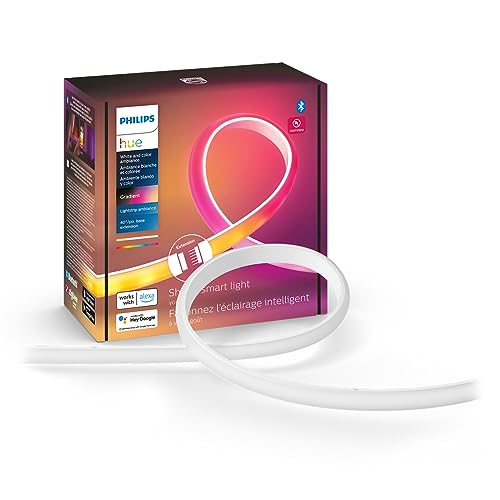 Philips Hue Indoor 6-Foot Smart LED Light Strip Base Kit with Plug - Flowing Multicolor Effect - 1 Pack - Control with Hue App