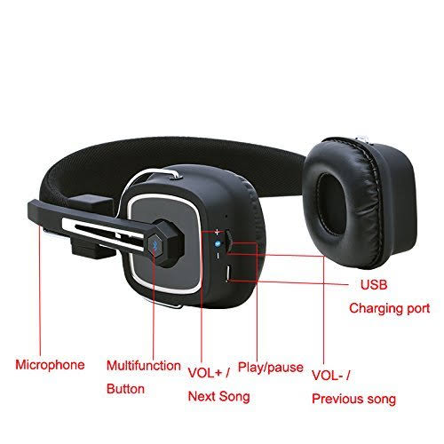 Trucker Bluetooth Headset Wireless with Noise Canceling Microphone, On-Ear Wir