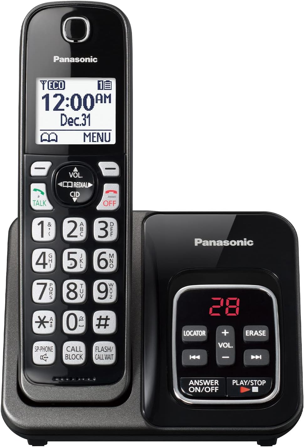 Panasonic Expandable Cordless Phone System with Answering Machine and Call Block - 3 Cordless Handsets - KX-TGD633W (White/Silver)
