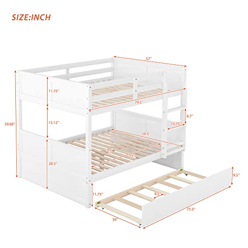 SOFTSEA Twin Over Full Bunk Bed with Slide, Solid Wood Bunk Beds with Stairs for Kids