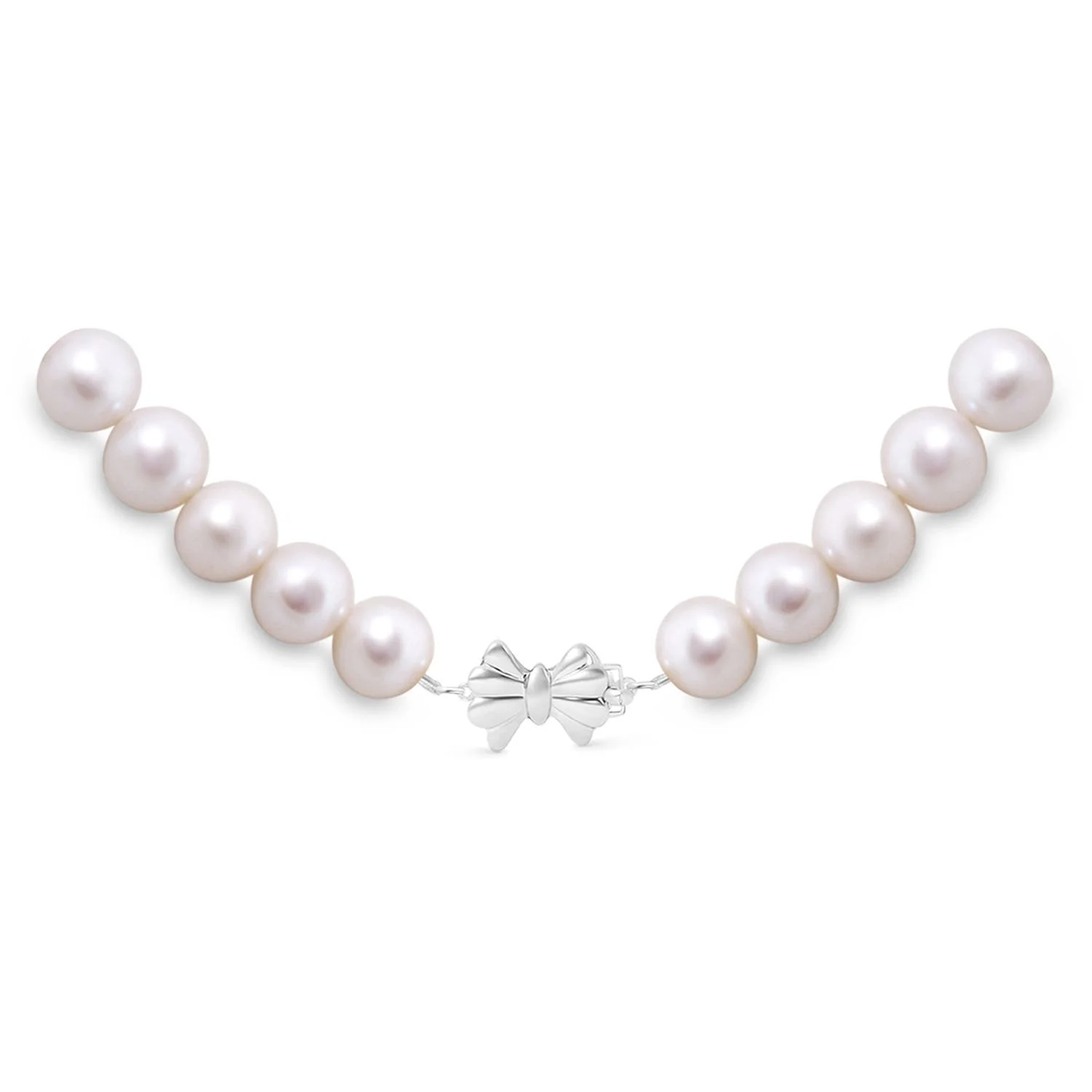 Angara 6.5-7mm Freshwater Cultured Pearl Choker Strand Necklace in 14K White Gold for Women with 16 Inch Chain