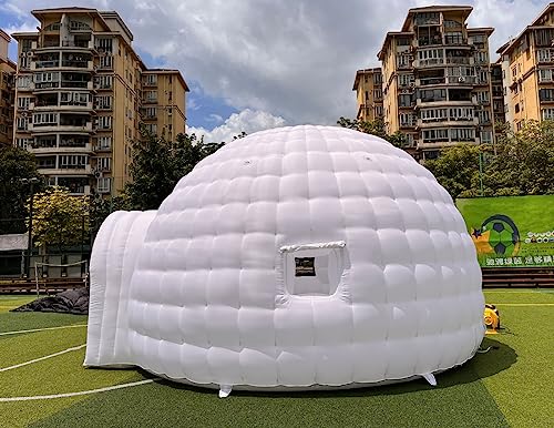 Outdoor Portable Inflatable Igloo Dome Tent with LED Light, 2 Windows | 16.5x18x11ft | Shelter Igloo Marquee for Party, Wedding, Camping