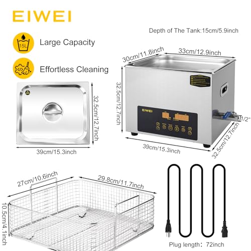 3L Ultrasonic Cleaner Dual-Frequency Professional Digital Stainless Steel Cleaning Machine with Heater Timer for Carburetor, Parts, Circuit Board