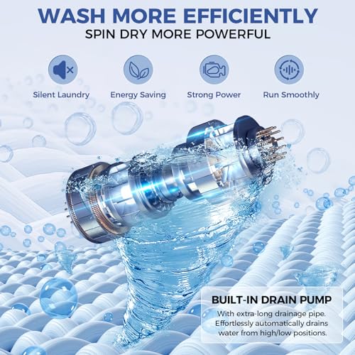 Portable Washing Machine Full-Automatic Portable Washer 2.1 Cu.ft Compact Washer for Home