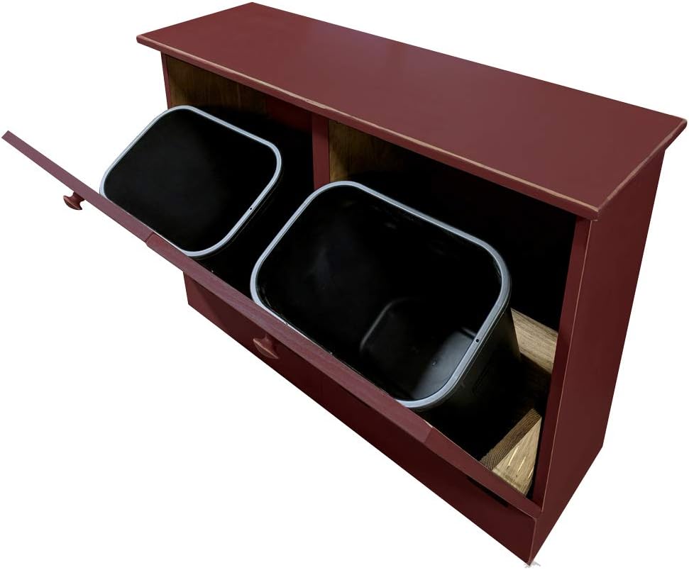 Sawdust City Double Tilt Out Wooden Trash Cabinet (Old Sage)
