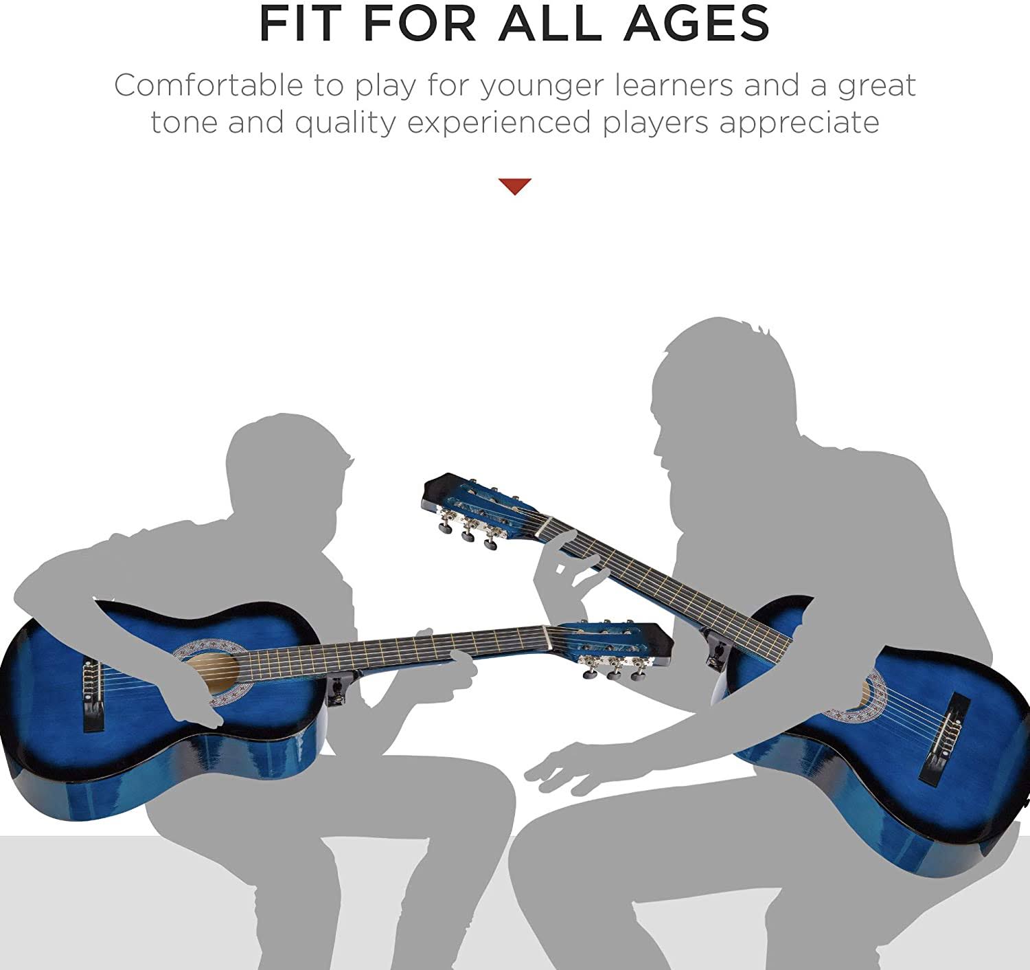 Best Choice Products 38in Beginner Acoustic Guitar Starter Kit w/Case, Strap, Tuner, Pick, Strings - Blue