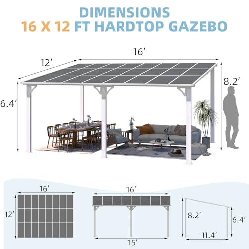 AECOJOY 10&rsquo; x 10&rsquo; Gazebo, Wall Mounted Gazebos Pergola on Clearance, Outdoor Patio Lean to Gazebo Awnings for Deck, Porch