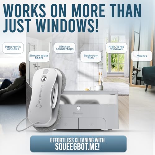 SqueeGBot Window Cleaning Robot Ideal for Panoramic Windows, Tiles, Mirrors, Robot Windows Cleaner with Intelligent AI 5.0 Navigation