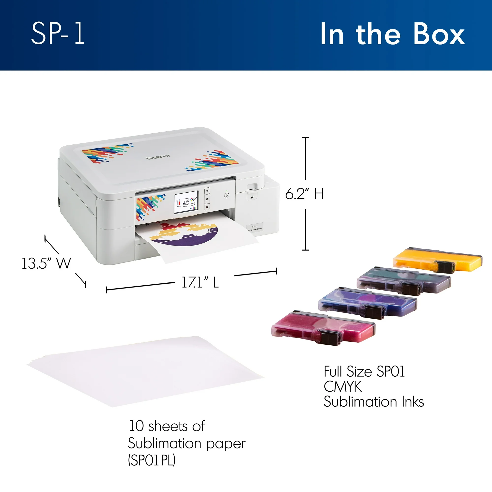 Brother Dye Sublimation Printer with 4-Color Ink Cartridges and 100 Sheets Paper