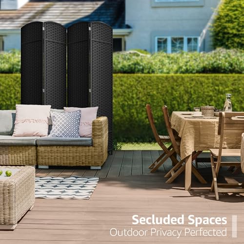 Sorbus 8-Panel Black Room Divider with Double Hinged Panels, 6 ft Tall Folding Privacy Screen