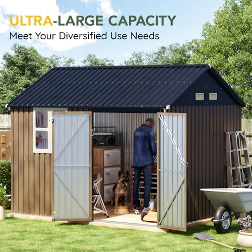 6x4FT Outdoor Steel Storage Shed with Clear Window, Lockable Doors, Weather-Resistant Metal Tool Shed for Garden, Backyard, Patio, and Utility Storage