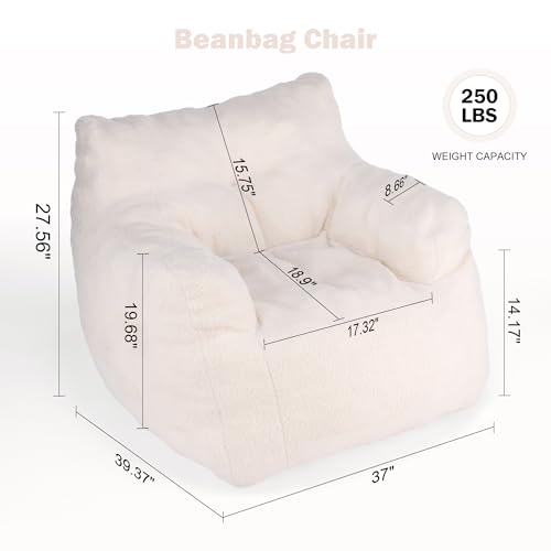 INMOZATA 3FT Bean Bag Chair for Adult Teens Kids(with Filler) Furniture - Soft Teddy Fabric Lazy Sofa Chair
