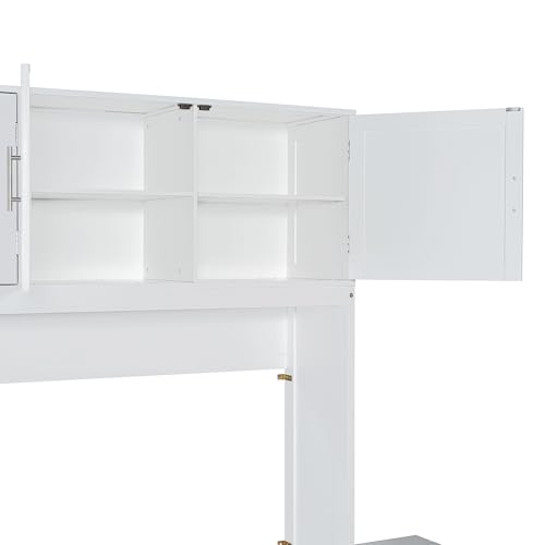 Queen Size Murphy Bed Wall Bed with Desk and Closet,Drawers and Shelves,for Small Spaces Studio Study Office Guest Room Use (Gray#Desk, Queen)