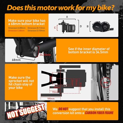 Bafang Electric Bike Conversion Kit Mid Motor BBS-HD 48 V 1000 W Motor Accessories Display Optional Kit Downtube Battery
