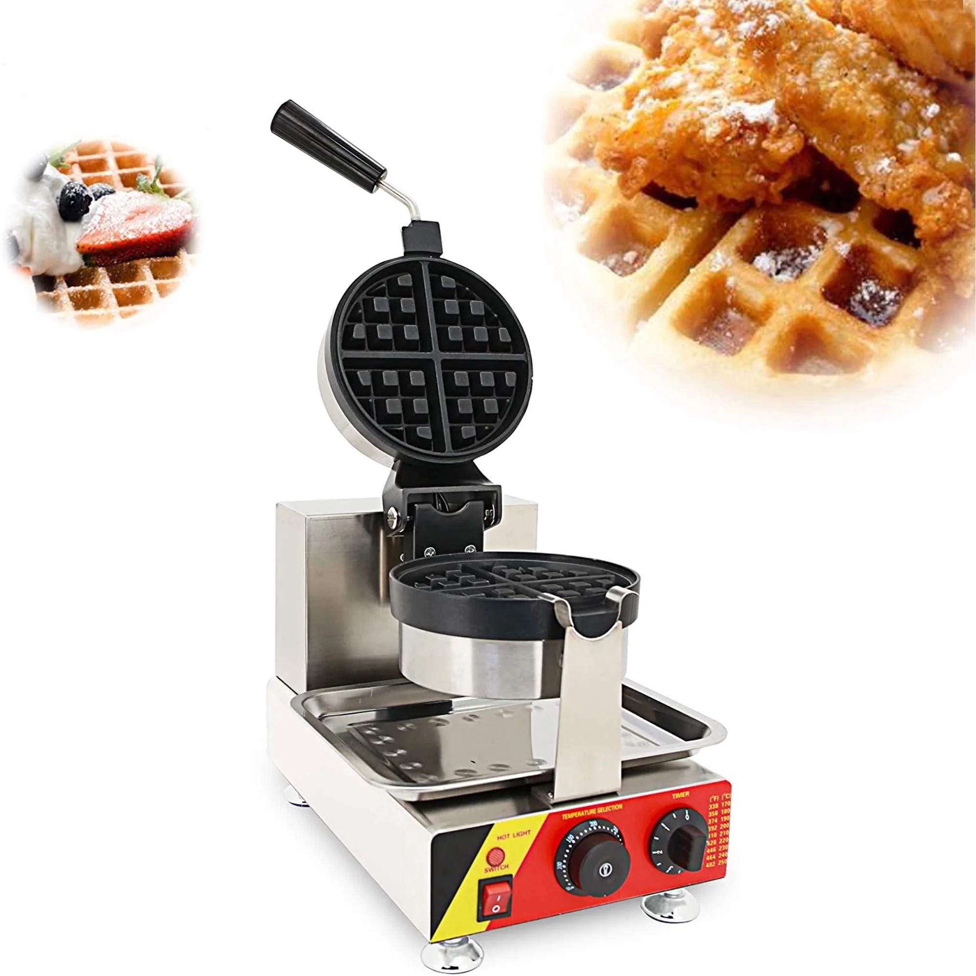Techtongda Nonstick Electric Rotated Waffle Maker Iron Machine Single Station Rotary Waffle Maker