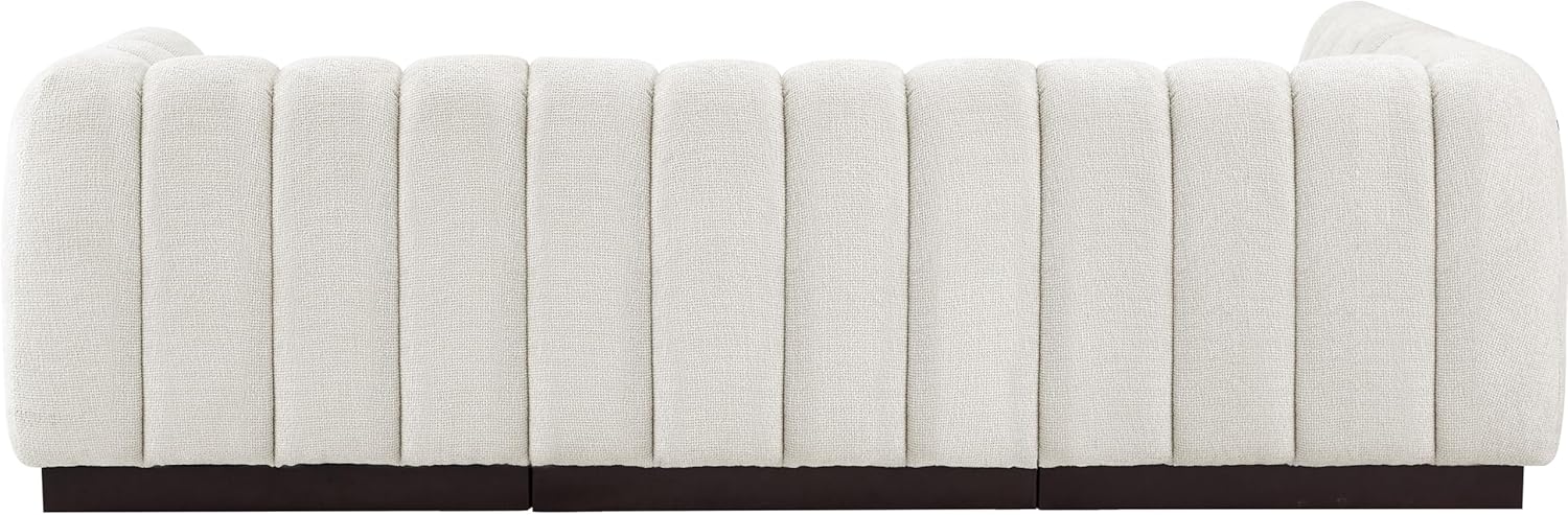 Meridian Furniture Quinn Collection Modern | Contemporary Modular Sectional with Soft Chenille Cross Hatched Fabric, Solid Wood Espresso Base